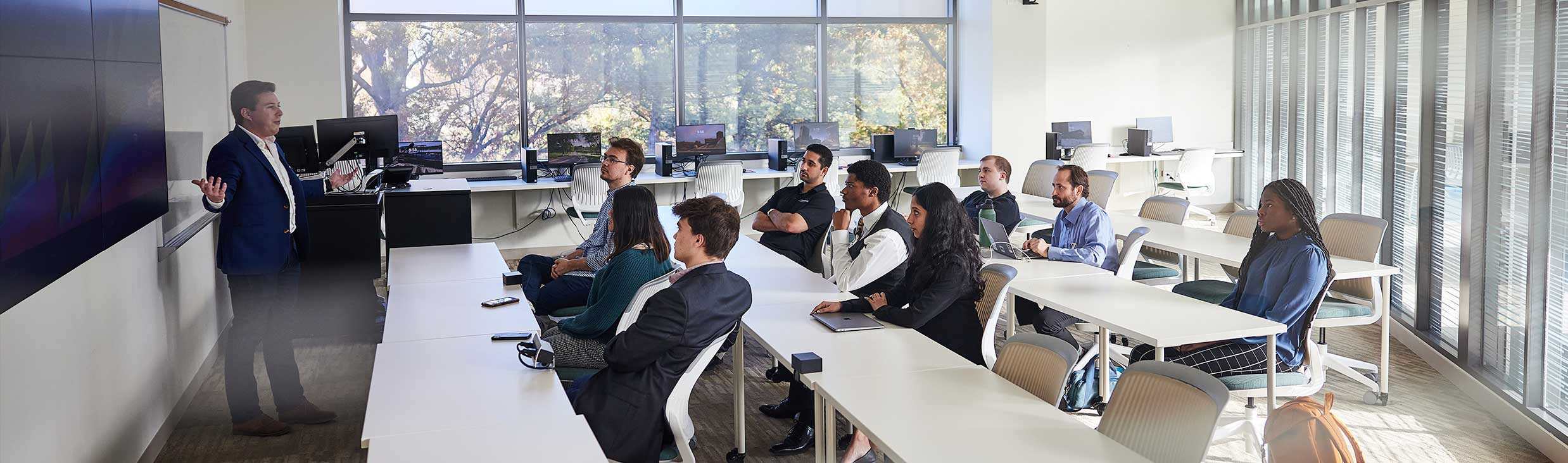 professor and students in a classroom