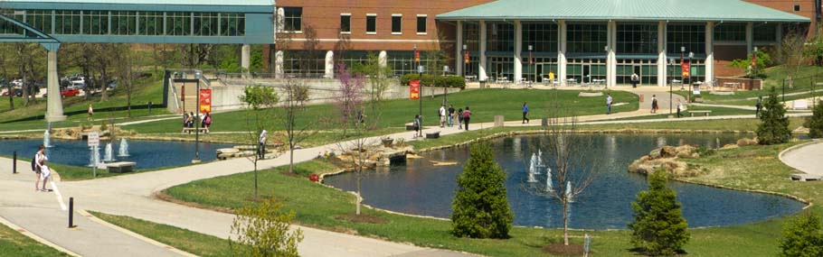 students walking on pathways in front of the MSC